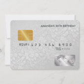 Retro  Damask Credit Kaart Verjaardagsfeestje (Voorkant)