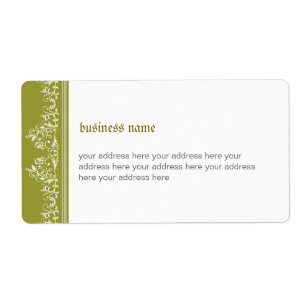 Retro Damask Filigree Side Elegant Olive Green 3 Etiket