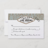 Retro Damask Floral Las Vegas Bruiloft RSVP (Voorkant)