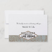 Retro Damask Floral Las Vegas Bruiloft RSVP (Achterkant)