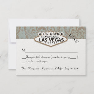 Retro Damask Floral Las Vegas Bruiloft RSVP