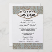 Retro Damask Floral Las Vegas Bruiloft Uitnodigen Kaart (Voorkant)