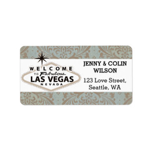 Retro Damask Floral Vegas trouwadreslabel Etiket
