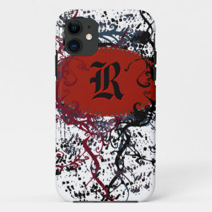 Retro Damask Patroon met Monogram Letter R iPhone 11 Hoesje