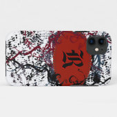 Retro Damask Patroon met Monogram Letter R Case-Mate iPhone Case (Achterkant (horizontaal))