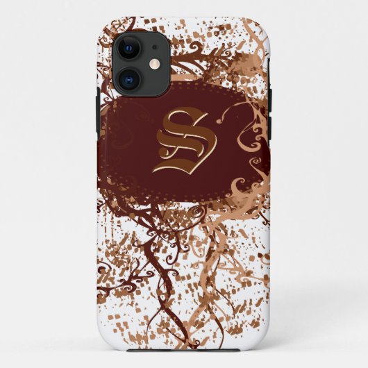 Retro Damask Patroon met Monogram Letter S Case-Mate iPhone Case (Achterkant)