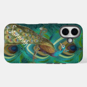 Retro Damask Peacock Feathers Case-Mate iPhone Case (Achterkant (horizontaal))