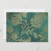 Retro Damask Rendier Kerstmis Familie Foto Feestdagenkaart (Achterkant)