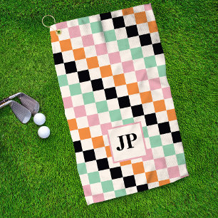 Retro dambord monogram golf cadeau golfhanddoek