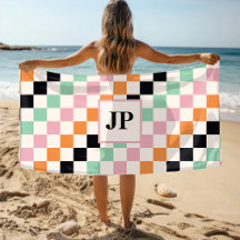 Retro Dambord Monogram Strand Cadeau