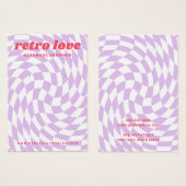 Retro dambord wervelgolf paarse oorbel kaart (Voorkant /achterkant)