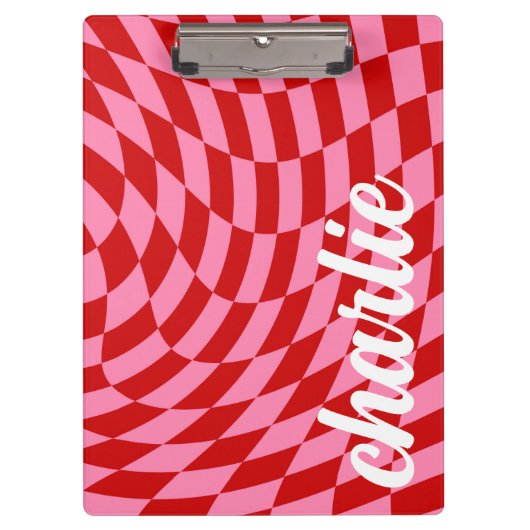 Retro dambord wervelgolf pin rood klembord (Voorkant)