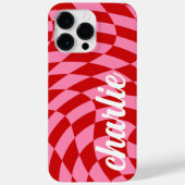 Retro dambord wervelgolf roze rood Case-Mate iPhone case (Achterkant)