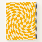 Retro dambord wervelgolf voeg naam geel roze toe notitieboek (Achterkant)