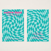 Retro dambord werveling aqua blauw oorbel kaart (Voorkant /achterkant)