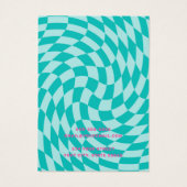 Retro dambord werveling aqua blauw oorbel kaart (Achterkant)