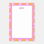 Retro dambordpatroon in Sinaasappel en Paarse Post-it® Notes (Voorkant)