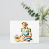 Retro Dame Bakken Briefkaart (Staand voorkant)