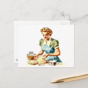 Retro Dame Bakken Briefkaart