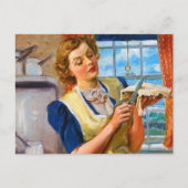 retro  dame baktaart briefkaart (Voorkant)