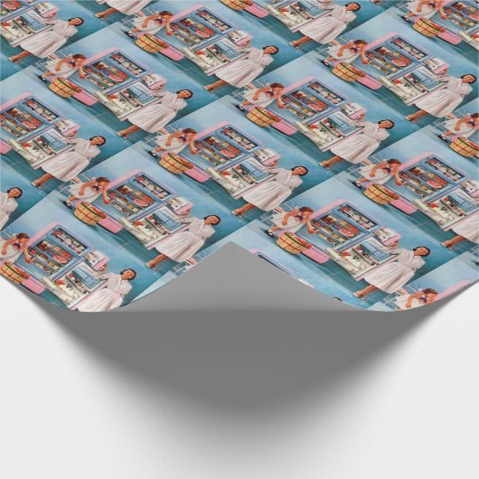 Retro  dame betonpartij cadeaupapier (Hoek)