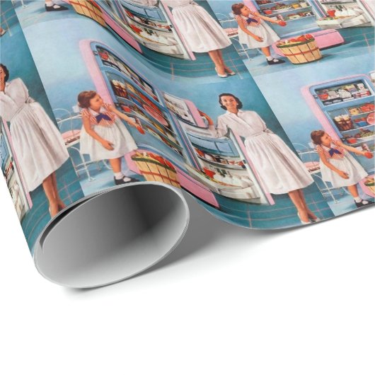 Retro  dame betonpartij cadeaupapier (Rol Hoek)