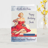 Retro Dame Birthday Card voor hem Kaart (Gele Bloem)