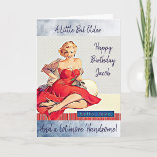 Retro Dame Birthday Card voor hem Kaart
