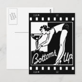 Retro Dame Drinking Huge Martini van bodems omhoog Briefkaart (Voorkant / Achterkant)