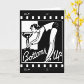 Retro Dame Drinking Huge Martini van bodems omhoog Kaart (Gele Bloem)