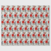 Retro  dame en met honden bedekte partij cadeaupapier (Vlak)