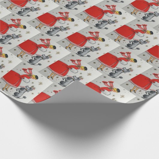 Retro  dame en met honden bedekte partij cadeaupapier (Hoek)