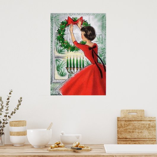  retro dame en poster met een schoorsteendeeg (Keuken)