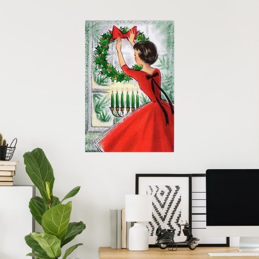  retro dame en poster met een schoorsteendeeg (Thuiskantoor)