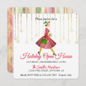 Retro dame Kerstboom Kerstkaart (Voorkant / Achterkant)