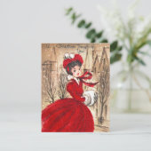 Retro dame Kerstkaart toevoegen (Staand voorkant)