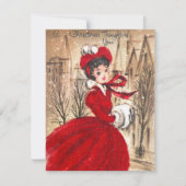 Retro  dame Kerstkaart toevoegen (Voorkant)