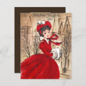 Retro dame Kerstkaart toevoegen (Voorkant / Achterkant)