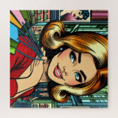 Retro Dame met Boodschappentassen Mid Century Legpuzzel (Horizontaal)