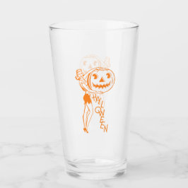 Retro Dame met Pompoen Glas