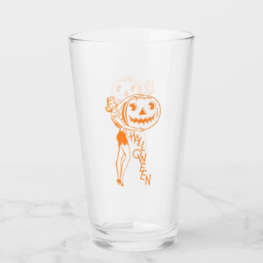 Retro Dame met Pompoen Glas (Voorkant)
