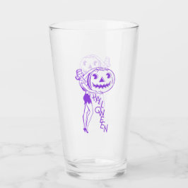 Retro Dame met Pompoen Paars Glas