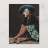 Retro Dame Met Verveelde Uitstraling Briefkaart (Voorkant)