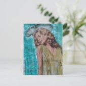 Retro dame Mixed media collage Briefkaart (Staand voorkant)