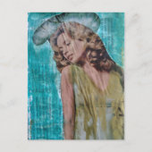 Retro dame Mixed media collage Briefkaart (Voorkant)