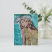 Retro dame Mixed media collage Briefkaart (Staand voorkant)