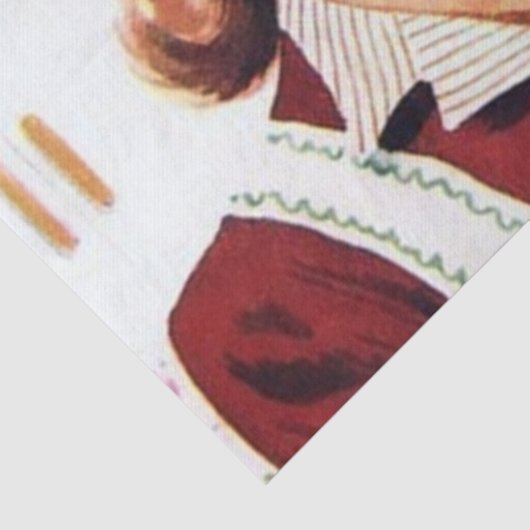 Retro  dame op het keukenfeestje tissuepapier (Detail)