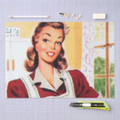 Retro  dame op het keukenfeestje tissuepapier (Craft)