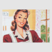 Retro  dame op het keukenfeestje tissuepapier (Voorkant)