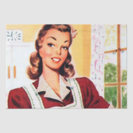 Retro  dame op het keukenfeestje tissuepapier